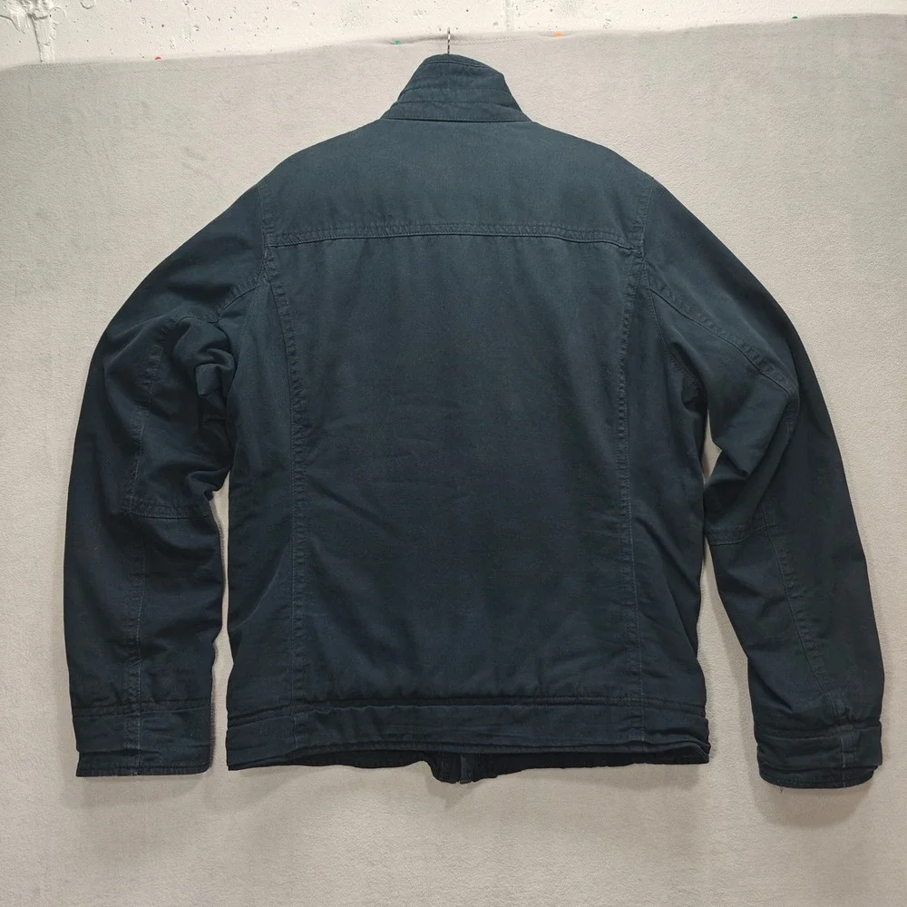 Y2K Hollister Military Jacket Mens XL Blue Sherpa Lined Full Zip Utility Heavy